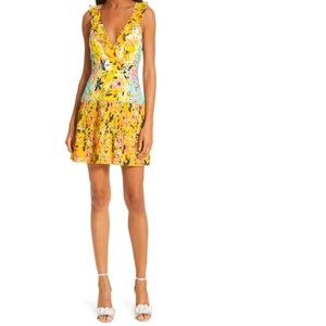 Saloni lemon grass silk Short Dress